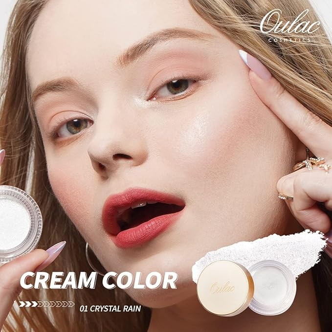 Oulac Shimmer White Cream Eyeshadow Primer| Highlighter Waterproof & Long Lasting Glitter Eyeshadow Natural Color Eye Shadow for Women 6g (01)