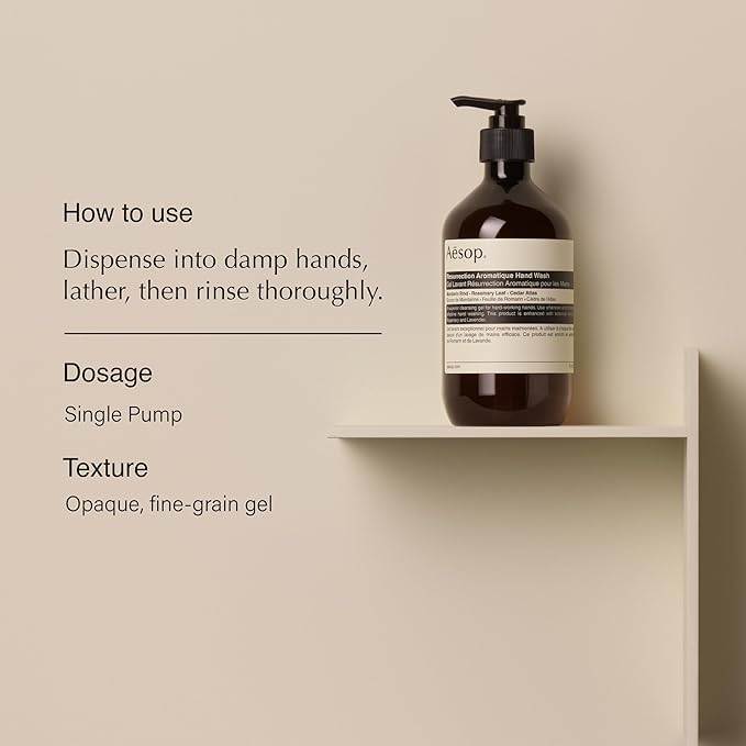 Aesop Resurrection Aromatique Hand Wash | Gentle Cleanser with Orange, Rosemary and Lavender Oils | 500mL / 16.9 oz (Pack of 3)