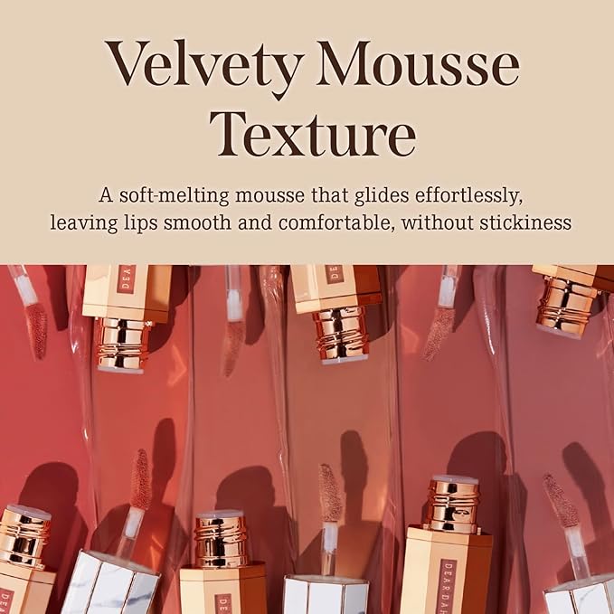 DEARDAHLIA Paradise Dream Velvet Lip Mousse (Sangria) - Vegan Soft-Matte Lip Tint with Lightweight, Buildable, Long-Lasting Color, Whipped Mousse Texture. Cruelty-Free. 0.21 Fl oz