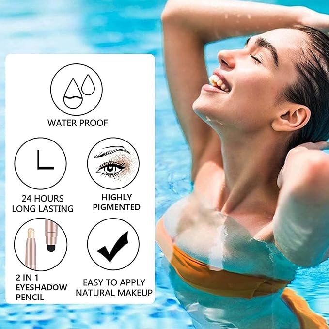 Dark Brown Eyeshadow Stick Makeup, Waterproof Hypoallergenic Long Lasting Cream Eye Shadow Pencil, Highlighter Matte Crayon eyes liner, Glitter Primer Palette Shimmer Eyeliner Pen