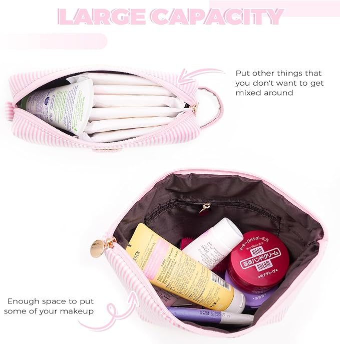 Personalized Makeup Bag for Women Girls - Fashion Cosmetic Bag Trendy Travel Toiletry Bag with Initials Letter - Teen Gifts - Pink,G