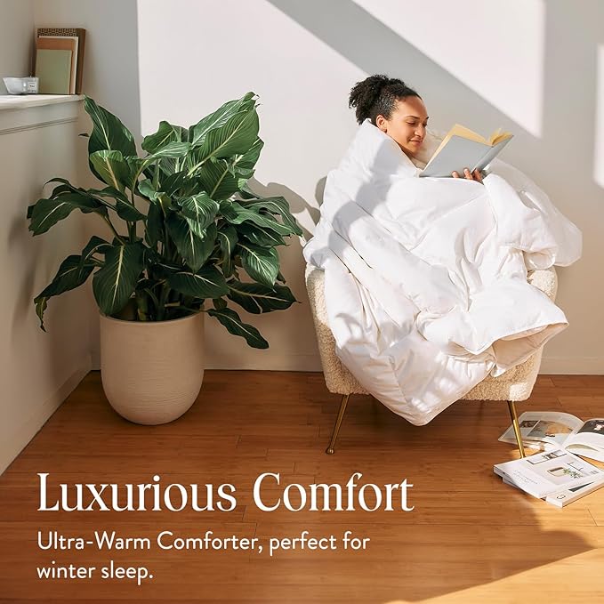 Brooklinen Ultra Warm Luxury Down Comforter, 100% Natural Canadian Duck Down Duvet Insert - 750 Fill Power, Baffle Box Construction, 100% Cotton Shell, Full/Queen Size Comforter