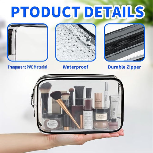 16 Packs Clear Makeup Bag - Waterproof Cosmetic Bag, Portable Travel Makeup Bag with Zipper for Men and Women