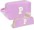Personalized Initial Makeup Bag Trendy Stuff Corduroy Cosmetic Bag Travel Toiletry Bag for Women, Christmas/Thanksgiving/Halloween Gifts Makeup Organizer Case for Teen Girls Mom Girlfriend Wife.