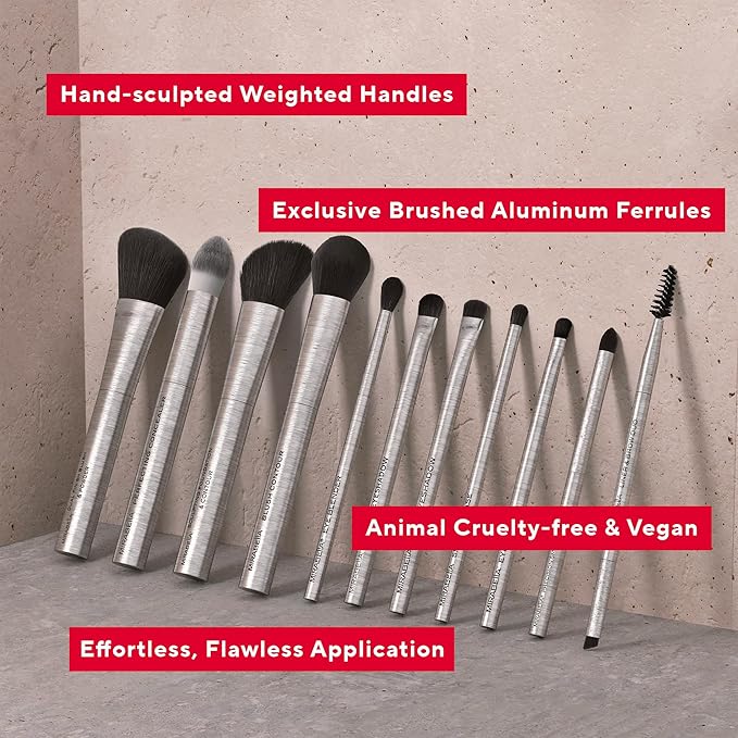 Mirabella Small Crease Eyeshadow Brush, Premium Professional Makeup Brush Collection, Cruelty-Free Synthetic Bristle Brush, Hand-Sculpted Brushed Aluminum Handle, Luxury Blending Brush for Makeup