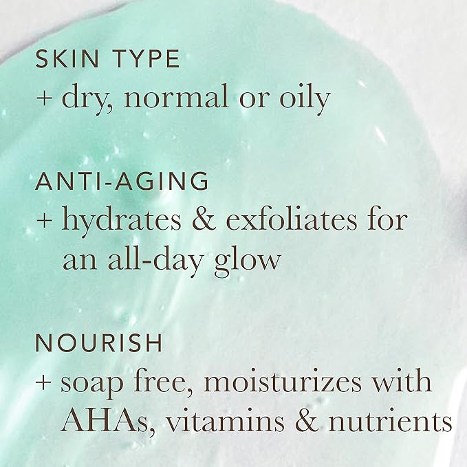 Alpha Skin Care Moisturizing Body Wash, Gentle Soap-Free Anti-Aging Formula, Glycolic AHA, Vitamin E & Aloe Vera, Conditions & Soothes, All Skin Types Hydroxy Acid, 12 Oz
