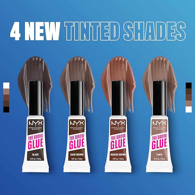 NYX PROFESSIONAL MAKEUP The Brow Glue, Extreme Hold Tinted Eyebrow Gel - Black