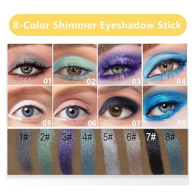 Rose Gold Eyeshadow Stick, Highlighter Eye Liner,Eye Brightener Stick, Shimmer Creamy eye shadow, Waterproof Eyeshadow Pencil Long Lasting Eye Shadow Makeup.#6 rose gold shimmer