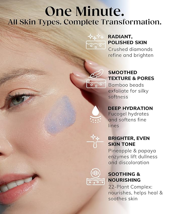 KAPLAN MD Diamond Contour Supercharged 1 Minute Daily Facial - Anti-Aging Serum for Face with Exfoliating Crushed Diamonds & Fruit Enzymes - Radiant & Smooth Skin for Women of All Ages - 1.35 fl oz