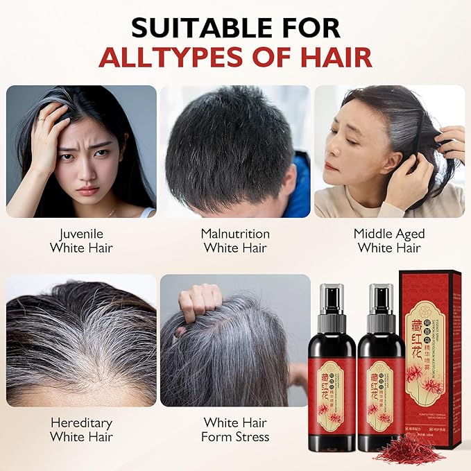 Saffron Hair Spray, Saffron Essence Spray for Hair Care, Nourishing Hair Care, Anti-Loss Root Strengthening, Improve Dryness and Frizz, Leaving Hairs Shiny Non-Frizzy (1 PC)