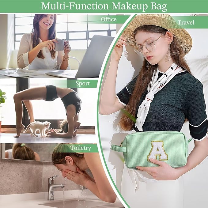 YOOLIFE Birthday Gifts for Women - 20th, 30th, 40th, 50th, 60th Birthday Gifts for Her Mom, Best Friend, Sister, Teacher - Monogram Initial Makeup Bag Cosmetic Bag