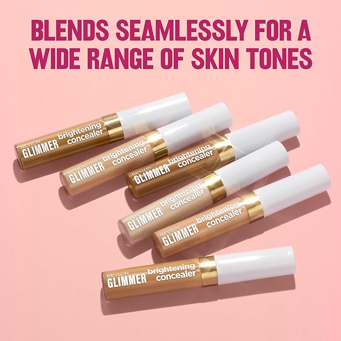 Revlon Glimmer Brightening Concealer, Liquid Under Eye Makeup, Made with Caffeine, Vitamin C, & Stevioside, 155, 0.3 fl oz
