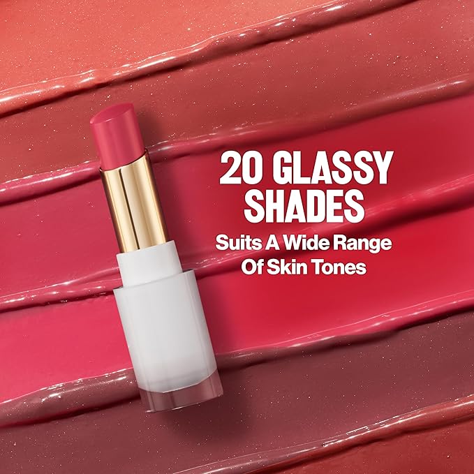 REVLON Super Lustrous Glass Shine Balm, Hydrating Tinted Lipstick, Sheer, Glossy Shiny Finish, 005 Glossed Up Rose, 0.11 oz