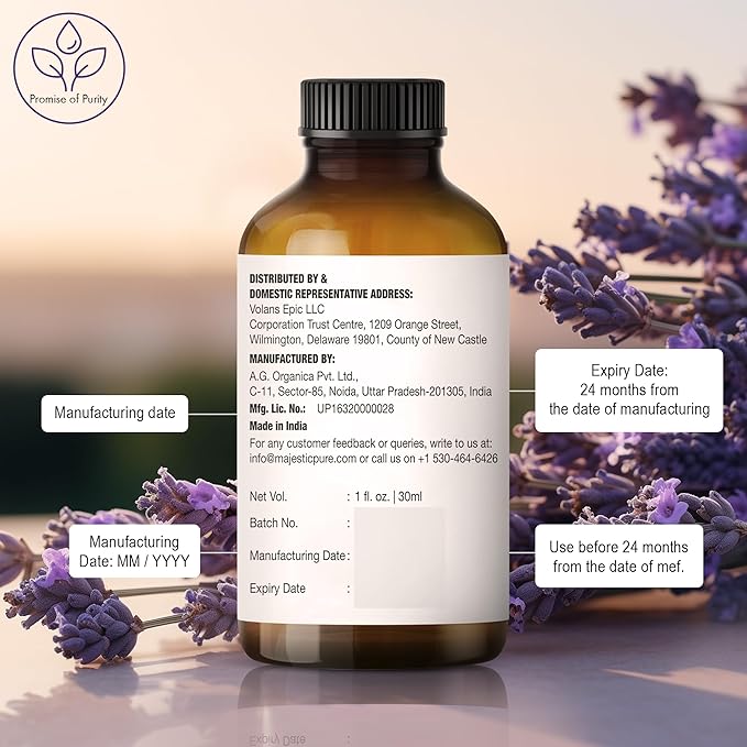 Majestic Pure Lavender Essential Oil with Glass Dropper - 1 Fl Oz - 100% Pure and Natural Lavender Oil - Premium Grade Essential Oils for Diffuser, Aromatherapy, Soap and Candle Making