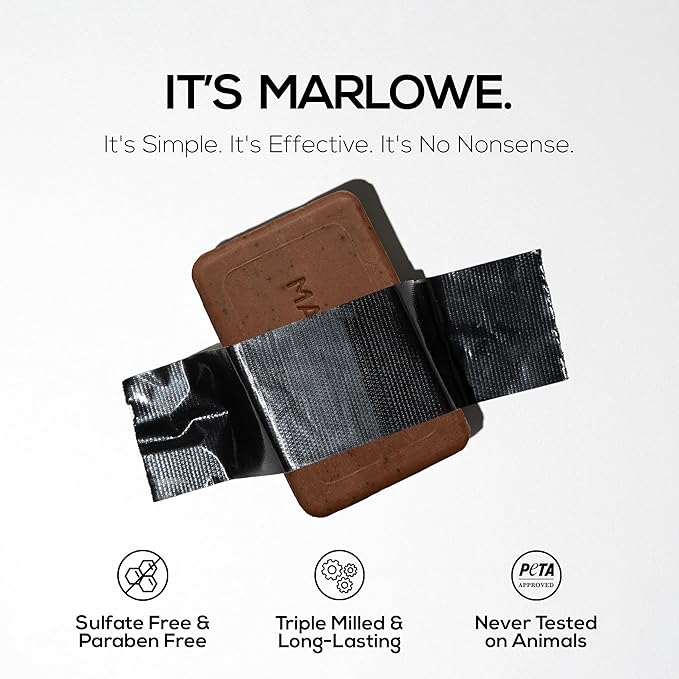 MARLOWE. No. 109 Coffee Bar Soap 7 oz (12 Bars) – Exfoliating Body Scrub for Men with Natural Extracts, Caffeine, Coffee Bean & Cocoa Butter – Energizing Fresh Brewed Scent