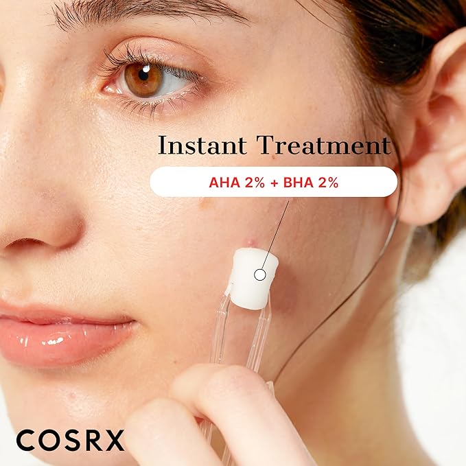 COSRX AHA 2% BHA 2% Blemish Treatment Serum, 60+ Pure Cotton Balls, Quick & Easy Daily Spot Treatment, Blackheads & Whiteheads, Sebum Control, Paraben Free, Phthalates Free, Korean Skin Care