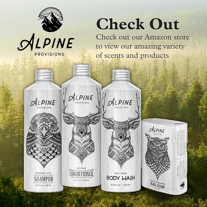 Alpine Provisions Earthy Rosemary + Mint Body Wash – Nutrient-Rich with Chamomile & White Tea Extracts – Vegan, Sulfate-Free, Plastic-Free Packaging – 16.9 fl oz - Natural and Moisturizing Body Wash