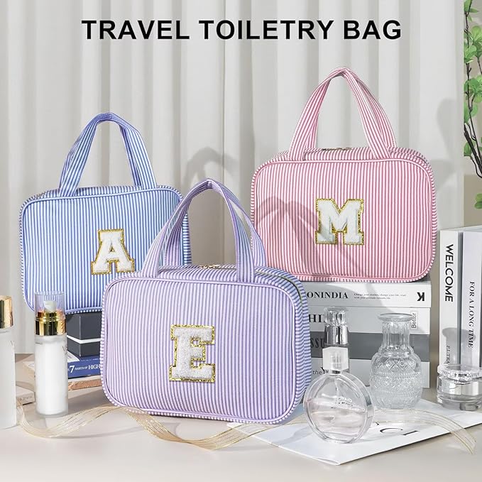 TOPEAST Bridesmaid Proposal Gifts - Bridal Shower Gifts, Hanging Toiletry Bag for Women, Personalized Travel Gifts for Women, Monogrammed Initial Toiletry Pouch Makeup Bag - Letter B, Purple