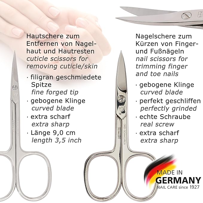 3 Swords Germany - brand quality 7 piece manicure pedicure kit set - nail care tools by 3 Swords - red ostrich optic