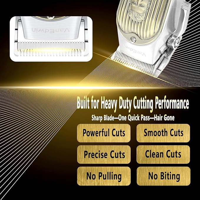 VanEdwinPro Professional Cordless Hair Clippers for Men, Heavy Duty Cutting Performance, Premium Feel Texture & Grip, Mens Hair Clippers for Barbers, Quiet Hair Trimmers for Men & Kids
