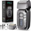 Foil Shaver for Men, Electric Razor for Men Face Beard, Waterproof Cordless Electric Razor for Travel, 4-Speed Setting, USB-C Rechargeable, LED Battery Display, Barber or Home Use (Gray)