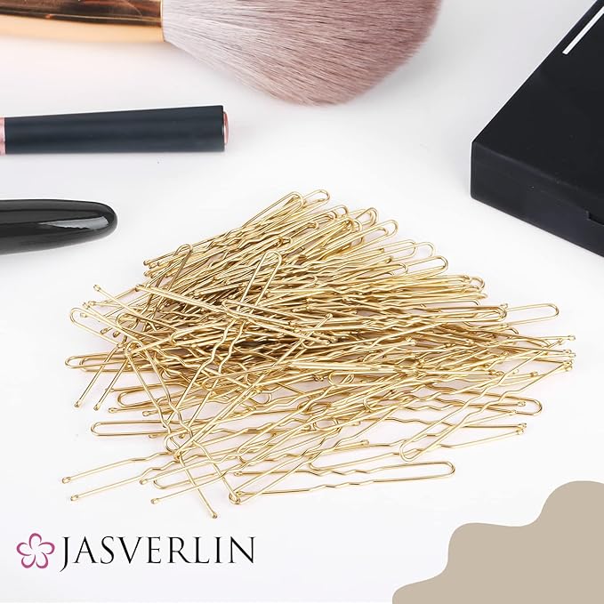 U Shaped Hair Pins Blonde, 2.4 Inch Women Buns Bobby Pins, Gold Long Bun Hairpins for Girls Thick Curly Wig Hair Styling Accessories Ballet 100 Pcs
