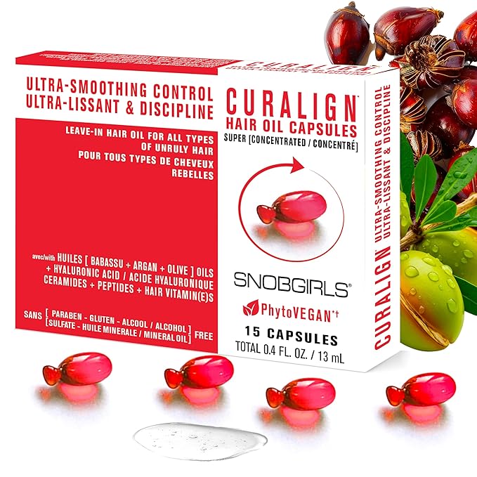Frizz Control Hair Oil Capsules – Leave-In Serum for Frizz-Prone, Coarse or Curly Hair w/ Argan, Babassu & Ceramides | Mineral Oil, Sulfate and Paraben Free, Vegan | Humidity Defense & Shine | 15Ct