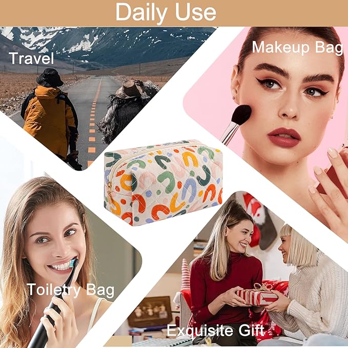 Makeup Bag Travel Cosmetic Bag for Women Girls, Zipper Make Up Pouch, Floral Flowers Toiletry Organizer Makeup, Portable Storage Bag, Cosmetic Travel Cloth Bag (UU Colourful)