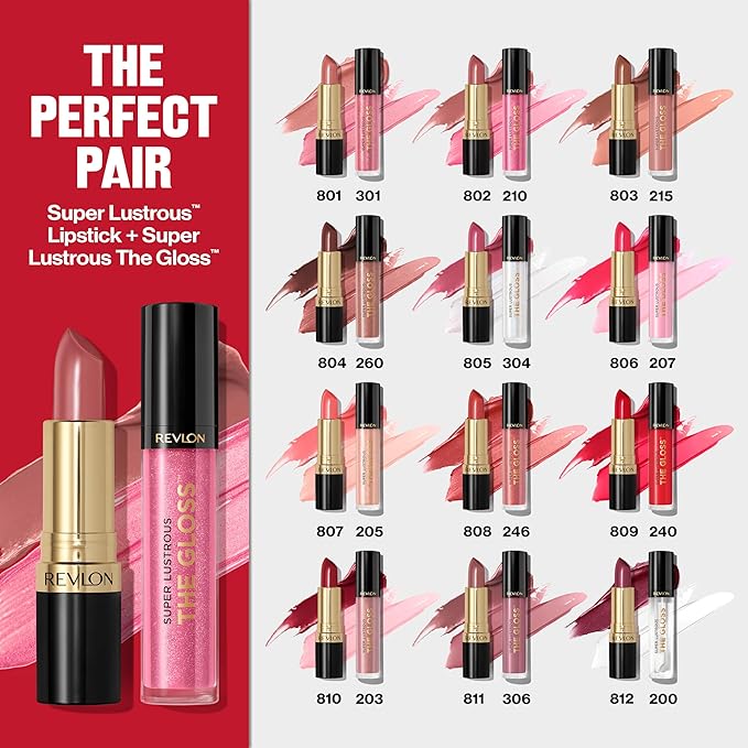 Revlon Super Lustrous Lip Gloss, Non-Sticky, Hydrating, High Shine Finish, 265 Black Cherry, 0.13 oz