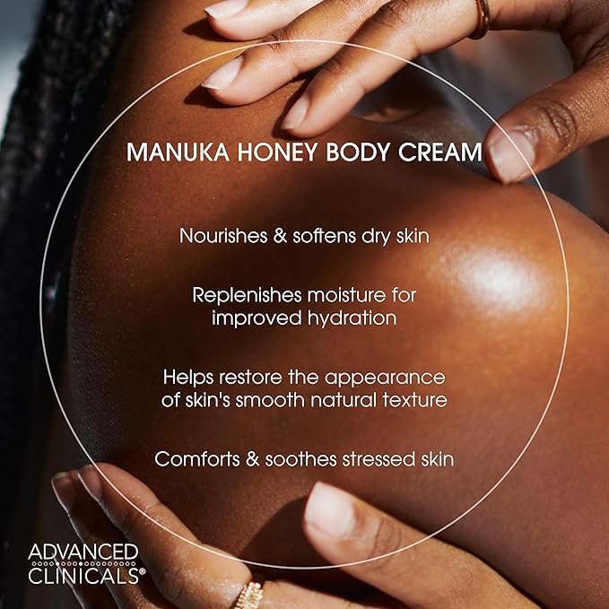 Advanced Clinicals Vitamin C Brightening Cream + Manuka Honey Body Lotion & Face Moisturizer 2pc Skincare Set For Women & Men | Body Butter Creams Help Reduce Appearance Of Dark Spots & Dry Skin, 2pc