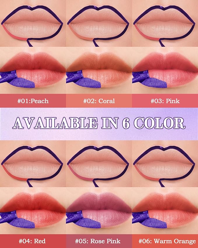 Lip Stain Peel Off, Waterproof Long Lasting Qiciy Tattoo Lip Gloss Color Peel Off Lips Tint Stain, Transfer-Proof Matte Tinted Lips Liner, High Pigmented Tattoo Lipstick Makeup for Women-05 Rose Pink