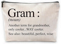 Sufamb Gram Gifts Makeup Bag, Gram Gifts for Mother's Day Birthday from Grandkids Cosmetic Bags, Best Grandma Gift Portable Small Toiletry Bag Zipper Makeup Pouch