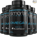 (5 Pack) Smarter Omega 3 Fish Oil, Berry Flavor, Burpless, Tasteless, 2000mg, Potent Triple Strength DHA EPA Brain Omega-3, Made with AlaskOmega®