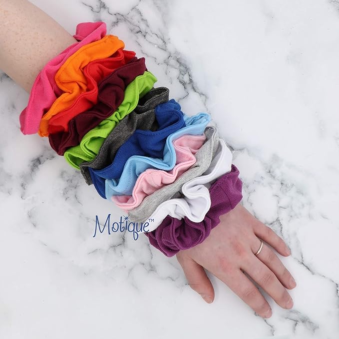 6 Pack Large Solid Scrunchies Hair Elastics-Hot Pink