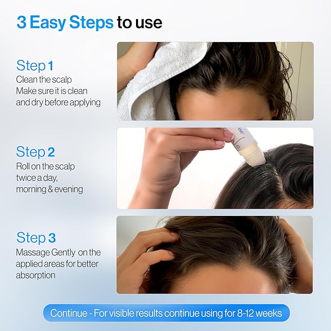 Be Bodywise Rosemary Hair Growth Serum Roll On 25 ml – 3% Rosemary, 3% Redensyl & 2% Anagain | DHT-Blocking Scalp Serum Boosts Oxygen Flow, Reduces Hair Fall | Paraben/Sulfate-Free | Women & Men