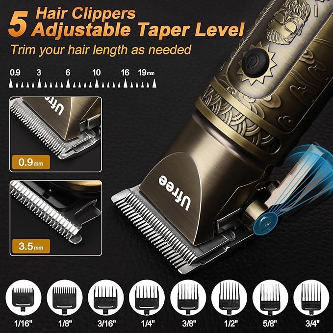 Ufree Beard Trimmer, Hair Clippers Mens Shaver Electric Razor, Hair Trimmer for Men Cordless Barber Clippers and Trimmers Set, Hair Cutting Kit for Men Grooming Gifts