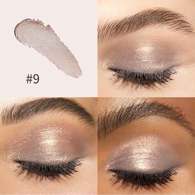 CHIFURE Eyeshadow Stick, Shimmer and Matte Cream Eye Shadow Brightener Sticks Eyeliner Pencil Crayon, Waterproof Long Lasting Eye Highlighter Stick Makeup,0.056 Oz(2PCS #8-Fancy+#9-Champagne)