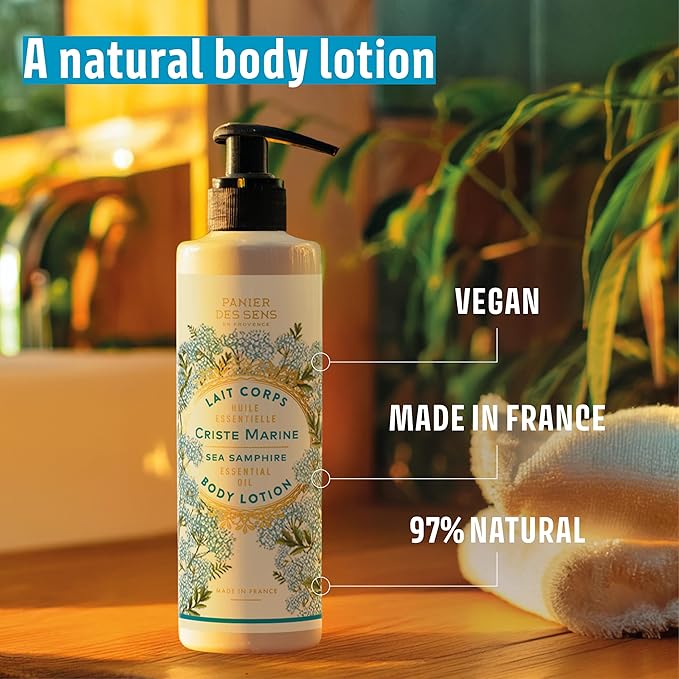 Panier des Sens – Sea Samphire Hand & Body Lotion for Dry Skin - Hydrating Body Cream for Women - Nourishing Fluid Body Moisturizer Shea Butter & Olive Oil 97% Natural Ingredients Body Care 8.45 Floz