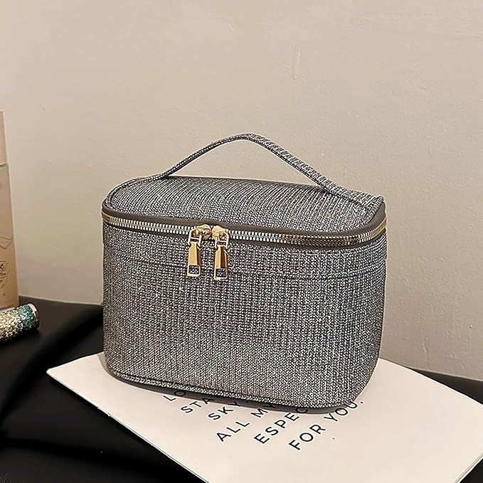 EURYNOME Makeup Bag with Custom Letter J, Water-Resistant Travel Organizer Pouch, (8.3x5.1x5.1 Inch) Cosmetic Case for Women