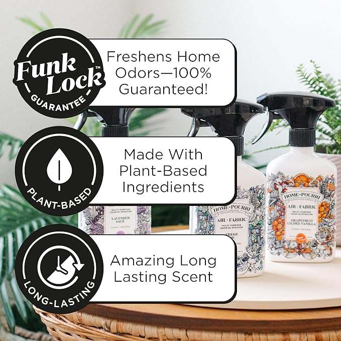 Home-Pourri Air + Fabric Multi-Purpose Odor Freshener Spray, Grapefruit Lychee Vanilla, 11 Fl Oz - Vanilla and Grapfruit Lychee