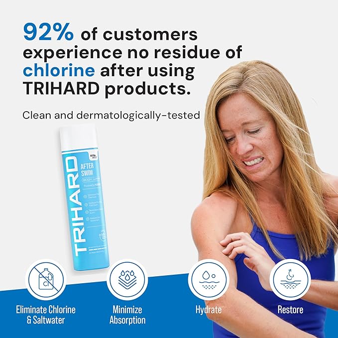 TRIHARD Chlorine Removal Body Wash Travel Size, Protects and Hydrates Sensitive Skin from Pool and Ocean, Travel Essentials for Post Swim Chlorine Skin Protection (Pack of 25)