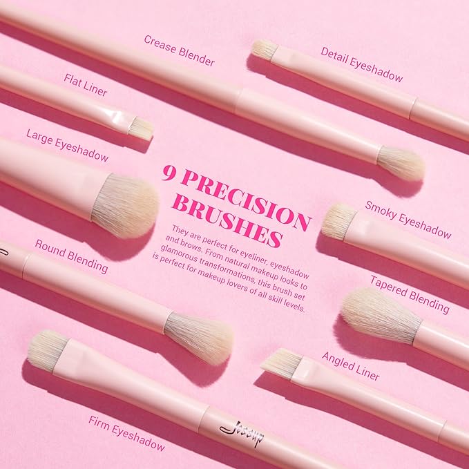 Jessup Pink Makeup Brushes Set 14Pcs Make up Brushes Premium Vegan Foundation Concealer Blush Eyeshadow Eyeliner Powder Highlighter Blending Face Brush Set with Gift Box, T495-G