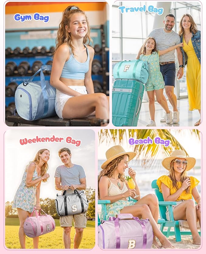 12 Year Old Girl Birthday Gifts, Girls Travel Duffle Bag, Kids Initial Overnight Bags with Shoe Compartment, Personalized Weekend Bag with Makeup Pouch, Cool Stuff for Preteen (Letter B)