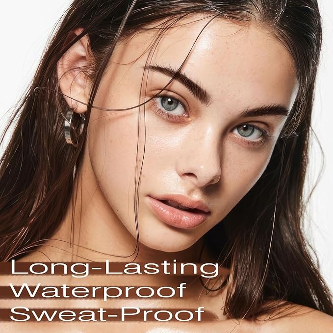 Eyebrow Stamp Stencil Kit - Eyebrow Powder with Brush Long-Lasting & Waterproof Brow Shaping Kit with 24 Reusable Thin & Thick Eyebrow Stencils for Natural Eyebrow Color (Medium Brown)