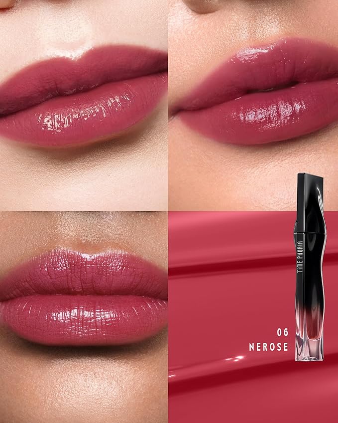 STELLAR DUST LIP STAIN-Long Lasting, Waterproof and Transferproof Lip Tint, Glossy Finish Lip Gloss, Lightweight Lipstick, High Coverage, Stocking Stuffers For Teen Girls (06 NEROSE)