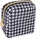 Nylon Mini Makeup Bag for Purse, Small Cute Makeup Bag Preppy Cosmetic Zipper Pouch Purse, Waterproof Travel Coin Pouch Sanitary Napkin Storage Bag Makeup Organizer for Women Girls(Black Houndstooth)