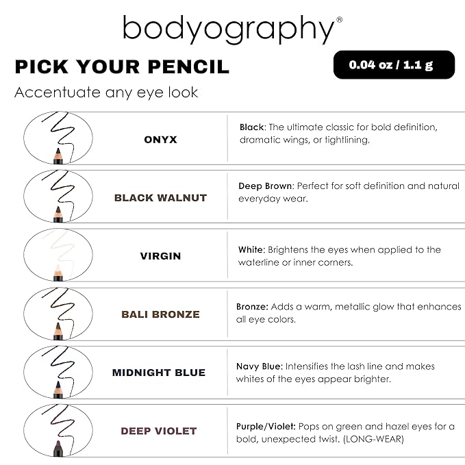 Bodyography Cream Eye Pencil, Midnight Blue - Navy Wooden Eyeliner for Eyes & Eyebrows, Long-Lasting Cruelty-Free Coconut Oil Cosmetic Liner