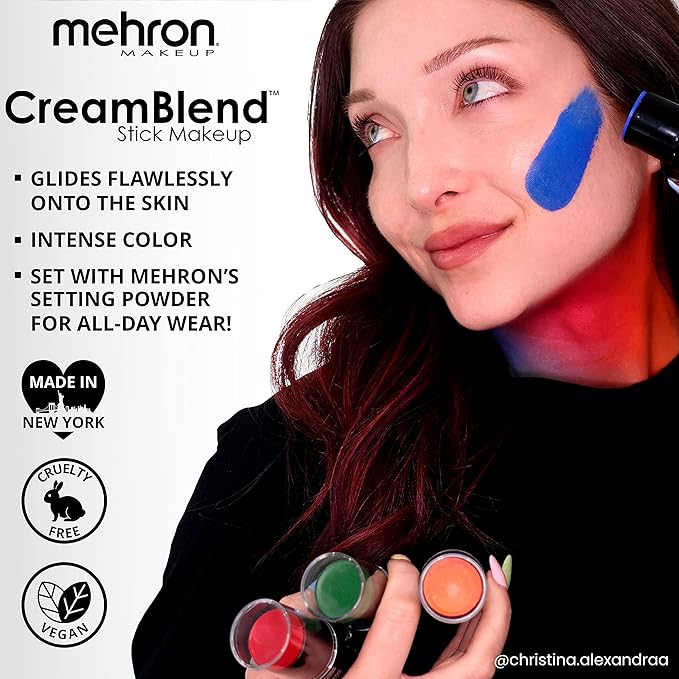 Mehron Makeup CreamBlend Stick | Face Paint, Body Paint, & Foundation Cream Makeup | Perfect for Halloween .75 oz (21 g) (Silver)