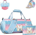 Christmas Gift Ideas, Girls Travel Duffel Bag, Kids Initial Overnight Bags with Shoe Compartment, Initial Duffle Bag with Makeup Pouch, 2 Year Old Girl Birthday Gift (Letter M)