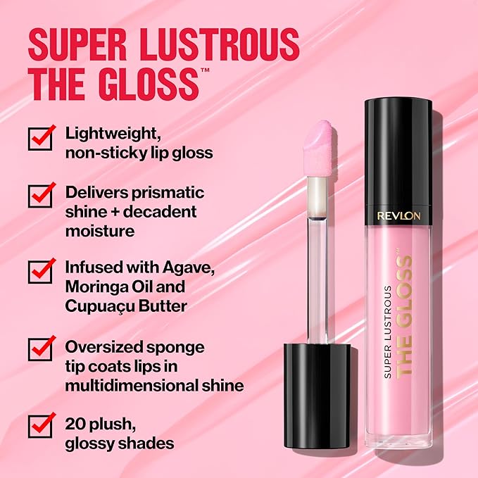 Revlon Super Lustrous Lip Gloss, Non-Sticky, Hydrating, High Shine Finish, 310 Choco Crush, 0.13 oz